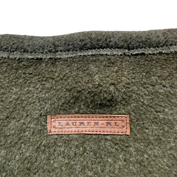 LAUREN Ralph Lauren Womens Fleece Vest Medium Olive Green Equestrian Preppy Zip - Picture 5 of 9